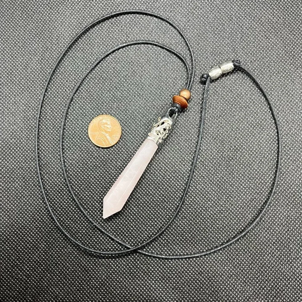 Rose Quartz Crystal Point Necklace | Handmade - Picture 4 of 4